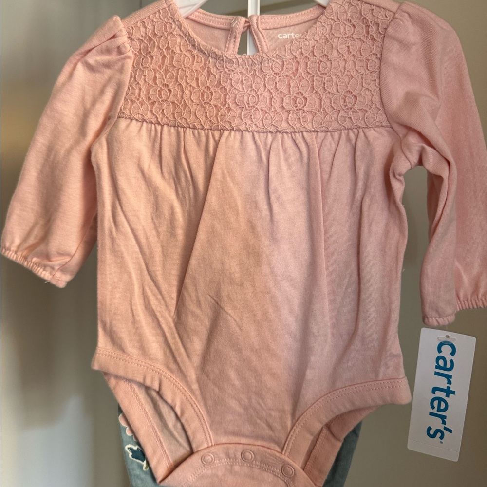Carter's Pink Lace Detail Baby One Piece
